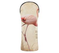 Retro Sweet Home Flamingo Ensemble de couvre-clubs de golf en cuir PU avec étiquettes interchangeables pour voiturette de golf