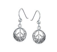 Retro Symbol Celtique Noeud D'Amour Celtique Signe De Paix Boucles D'Oreilles Pour Femmes .925 Argent Sterling Oxydé Accroche-Poisson