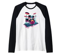 Retro Synthwave Batterie Batteur Batteurs Tambour Manche Raglan