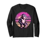 Rétro Synthwave Chimpanzé Lunettes de Soleil Chimpanzés Manche Longue