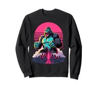 Retro Synthwave Kaiju Monstre Gorille Ville Gorilles Sweatshirt