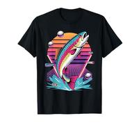 Rétro Synthwave Truite Poisson Pêche Pêcheur T-Shirt