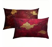 Rétro Taies d'oreiller 40x80 Housse Coussin Velours Lot de 2, Taie Oreiller Bordeaux, Housse de Coussin Exterieur Impermeable pour Salon de Jardin, Mode & Douce & Respirante & Résistantes S1-93