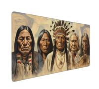 Rétro Tapis de Souris Gaming 700x300x3mm, Grand Tapis de Souris Gamer Bureau Indiens Bords Surpiqués Précision et Vitesse Base en Caoutchouc Imperméable Antidérapante pour Bureau, Études, Gaming 0E-42