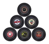 Rétro Tapis de Table Vinyle Record Coaster Dessous de Verre Antidérapant Tapis de Tasse pour Café Thé Bière Vin 6 Pièces