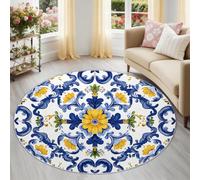 Rétro Tapis Rond Enfant 140 cm, géométrie Mandala Poils Courts Doux, Lavable en Machine & Antidérapant, Petite Moquette Confortable pour Hall d'entrée Couloir