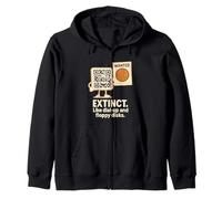 Retro Tech Humour - QR Code vs Penny Extinction Cartoon Sweat à Capuche