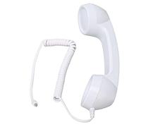 Retro téléphone combiné, récepteur de téléphone Portable Portable, combiné téléphonique à l'épreuve des radiations avec fiche sonore de 3,5 mm pour Les Ordinateurs de téléphones (Blanc)