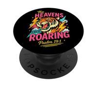 Retro The Heavens are Roaring Psaume 19 Tiger Christian Art PopSockets PopGrip Adhésif