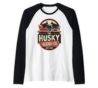 Retro The Husky Sleigh Co Classic Christmas Manche Raglan