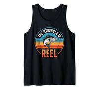 Rétro : The Struggle Is Reel Bass Fishing Funny Fisherman Débardeur