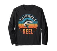 Rétro : The Struggle Is Reel Bass Fishing Funny Fisherman Manche Longue