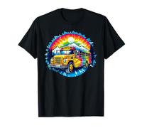 Retro Tie Dye School Bus Mountain Adventure Summer Road Trip T-Shirt