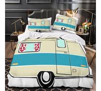 Rétro Trailer Parure de Lit Microfibre Hypoallergique 3D Imprimée 3 Pièces 2 Taies Ultra Douce Vintage Travel Housse de Couette Super Douce Entretien Facile for Garçons Adolescents King（220x240cm）