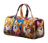 Retro Travel Bag - Cute Dog Print Carry on Duffel for Spacious Storage, Lightweight Design with Secure Zipper Closure, Overnight Purse for Work Commuting Camping Beach, Canvas Fabric, 18x9inches