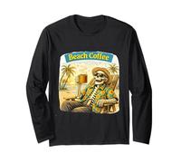 Rétro Tropi Tropique Pause Café Squelette Illustration Tropi Rétro Manche Longue