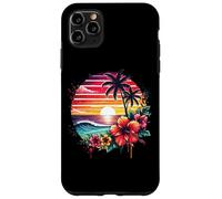 Retro Tropical Sunset Surf Wave Hibiscus Fleurs Plage Vibes Coque pour iPhone 11 Pro Max