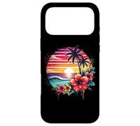 Retro Tropical Sunset Surf Wave Hibiscus Fleurs Plage Vibes Coque pour iPhone 17 Pro Max