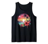 Retro Tropical Sunset Surf Wave Hibiscus Fleurs Plage Vibes Débardeur