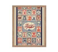 - Retro TV Series Print - Gift for Friend Director Movie Fan - Fargo Saison 3 Stamps Blue Orange - Decor Wall For Home Office 11x14 Beige Framed