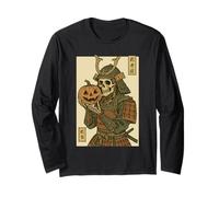 Rétro Ukiyo-e Squelette Bushido Warrior Funny Halloween Manche Longue