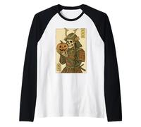Rétro Ukiyo-e Squelette Bushido Warrior Funny Halloween Manche Raglan