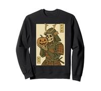 Rétro Ukiyo-e Squelette Bushido Warrior Funny Halloween Sweatshirt