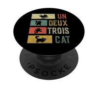 Rétro Un Deux Trois Chat Drôle Chat Vintage Amoureux Chaton PopSockets PopGrip Adhésif