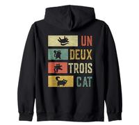 Rétro Un Deux Trois Chat Drôle Chat Vintage Amoureux Chaton Sweat à Capuche