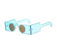 Retro Unique Square Women Sunglasses Fashion Small Round Lens Shades UV400 Women Wide Legs Leopard Sun Glasses(Blue Tea)