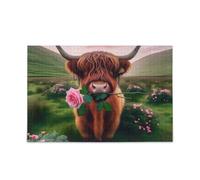 Rétro Vache Fleur Verte Puzzle Jeu de Puzzle Défi pour Adultes, Familles 1000 Pièces