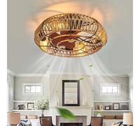 Rétro Ventilateur De Plafond Avec Lumière Avec Télécommande Créativité Smart Lustre Ventilateur De Plafond Réversible 6 Vitesses Silencieux Lampe Ventilateur Plafond Timing Salon Φ 48cm-A