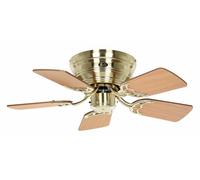 Retro Ventilateur plafond sans lumière Classic Flat Laiton Hêtre 79 cm très bas