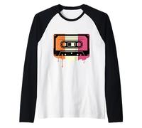 Retro Vintage 80s 70s Cassette Neapolitan Ice Cream Melting Manche Raglan
