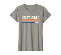 Rétro Vintage Années 70 80 Style Saint-James, France T-Shirt, Femme, Ardoise, XS