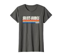 Rétro Vintage Années 70 80 Style Saint-James, France T-Shirt, Femme, Asphalte, XL