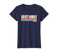 Rétro Vintage Années 70 80 Style Saint-James, France T-Shirt, Femme, Bleu Marine, XL