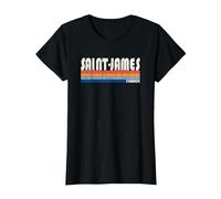 Rétro Vintage Années 70 80 Style Saint-James, France T-Shirt, Femme, Noir, M