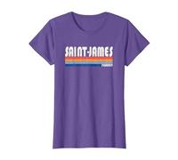 Rétro Vintage Années 70 80 Style Saint-James, France T-Shirt, Femme, Violet Chiné, M