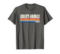Rétro Vintage Années 70 80 Style Saint-James, France T-Shirt, Homme, Asphalte, XL