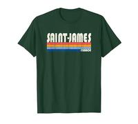 Rétro Vintage Années 70 80 Style Saint-James, France T-Shirt, Homme, Vert Forêt, XL