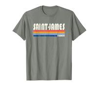 Rétro Vintage Années 70 80 Style Saint-James, France T-Shirt, Homme, Vert Kaki chiné, XL