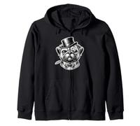 Retro Vintage Carlin Gentleman Nœud Papillon Chinese Pugs Sweat à Capuche