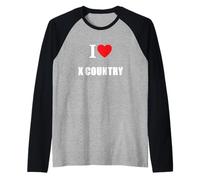 Rétro Vintage Classique I Love Cross X Country Manche Raglan