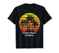 Retro Vintage coucher de soleil cocotier Santa Giulia, Corse T-Shirt