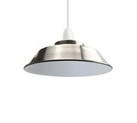 Rétro Vintage en métal facile à installer E27/B22 base industrielle pendentif en métal 22 cm abat-jour plaque réductrice lampes suspendues au plafond pour chambre à coucher, salon, (Nickel satiné)