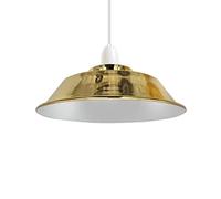 Rétro Vintage en métal facile à installer E27/B22 base industrielle pendentif en métal 22 cm abat-jour plaque réductrice lampes suspendues au plafond pour chambre à coucher, salon, (L'or français)