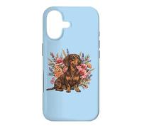 Retro Vintage Flowers Floral Brown Chocolate Dachshund Lover Coque pour iPhone 17
