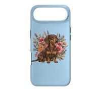 Retro Vintage Flowers Floral Brown Chocolate Dachshund Lover Coque pour iPhone Air