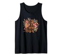 Retro Vintage Flowers Floral Brown Chocolate Dachshund Lover Débardeur